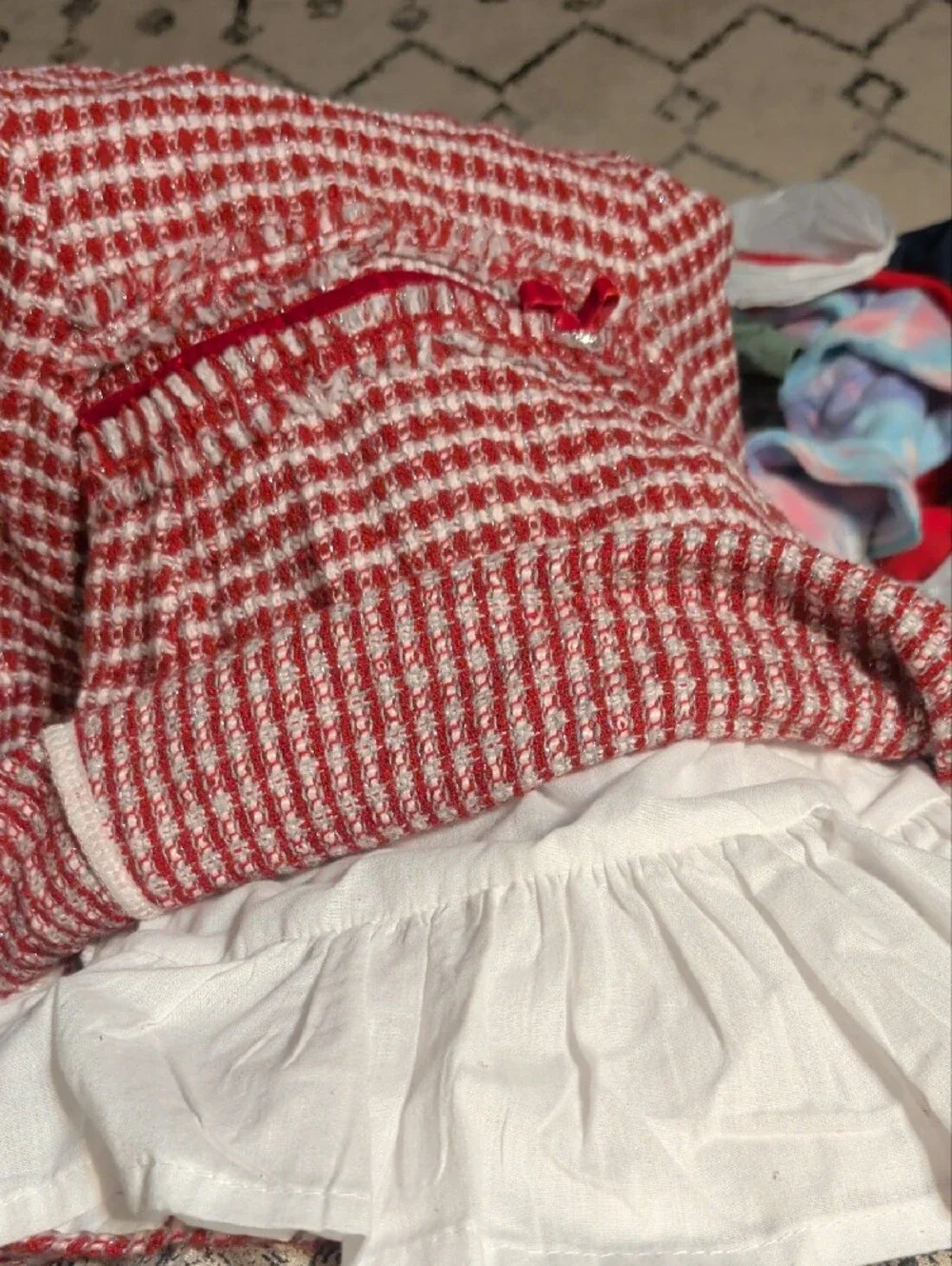 Mayoral Red and White Check Tweed Dress White Petticoat Lining